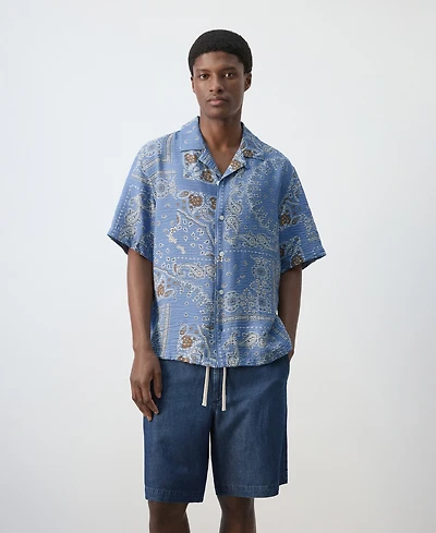 Mango Men's Printed Short-Sleeved Shirt