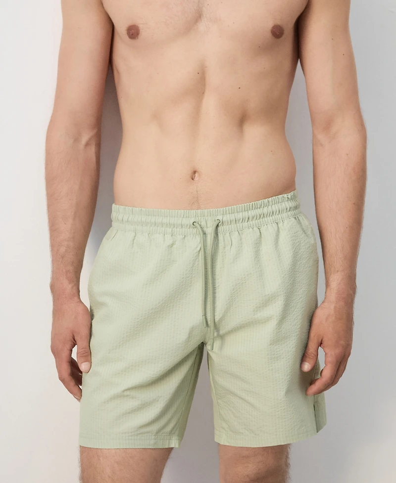 Mango Men's Seersucker Swimming Trunks