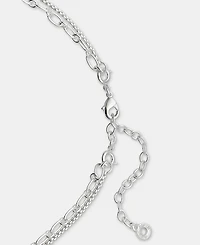 Anne Klein Blue Stone Dog Tag Pendant Necklace