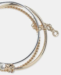 Anne Klein Two-Tone Boxed 3-Pc. Metal Faux-Pearl Bangle Bracelet Set