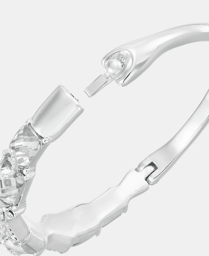 Anne Klein Silver-Tone Boxed Crystal Baguette Stone Hinge Bracelet