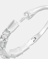 Anne Klein Silver-Tone Boxed Crystal Baguette Stone Hinge Bracelet