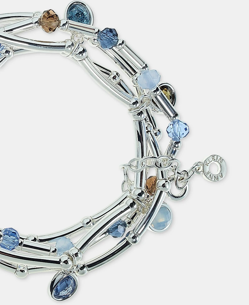 Anne Klein Silver-Tone 4-Pc. Blue Shaky Stone Stretch Bracelets