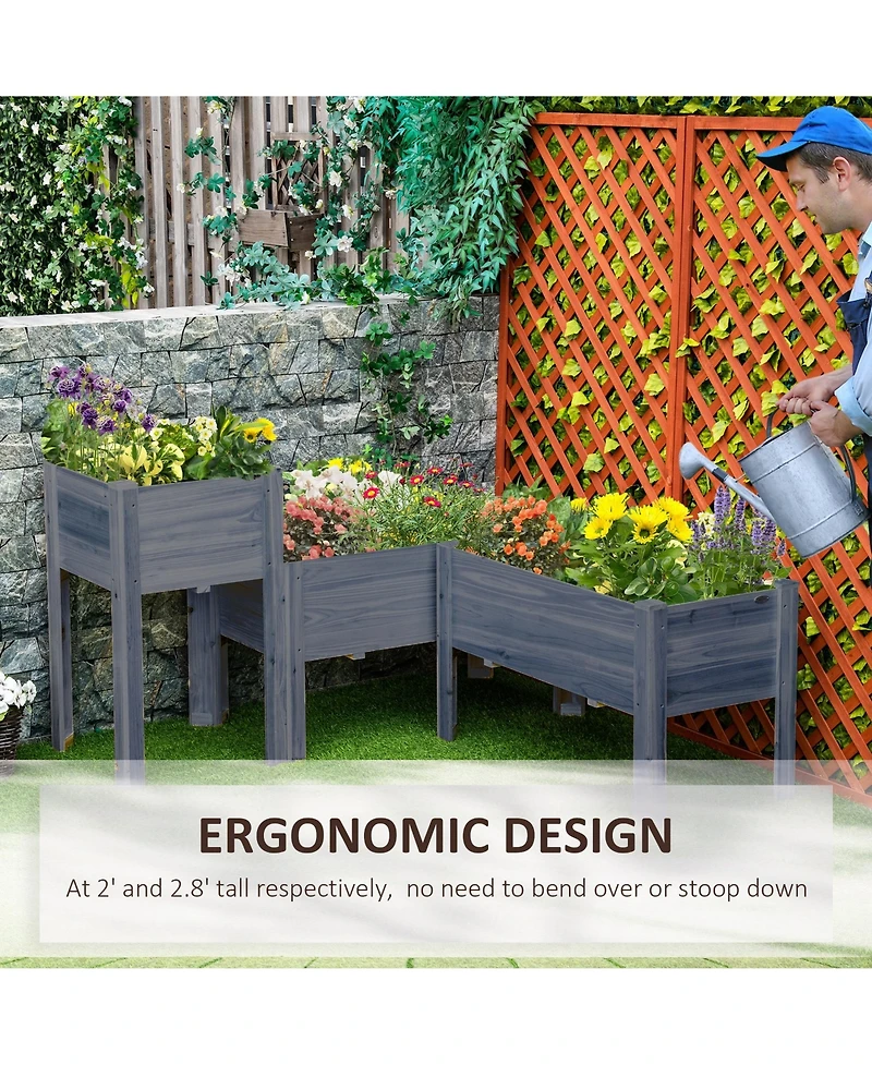 Outsunny Raised Garden Bed Set of 3 for Backyard,