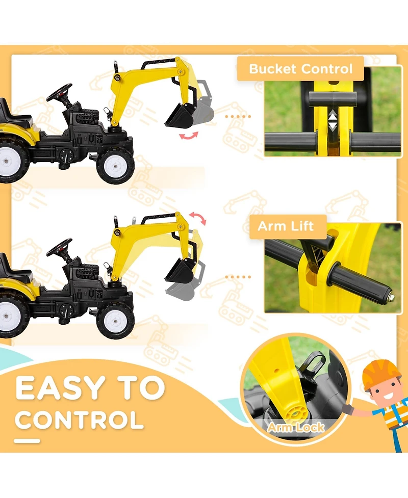 Aosom Kids Ride-On Construction with Horn for Kids & Toddlers 3+,