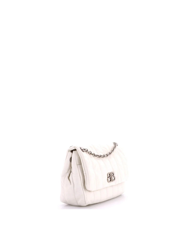 Pre-Owned Balenciaga Mini Monaco Chain Flap Shoulder Bag Quilted Leather