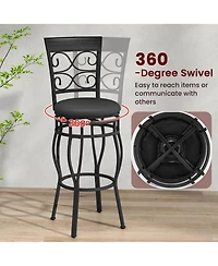 Costway Set of 4 Vintage Swivel Bar Stools 30'' Bistro Upholstered Dining Chairs