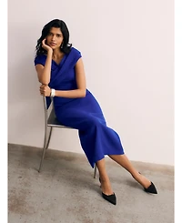 The Fold Women's Bodycon Short Sleeve V-Neck Midi Dress