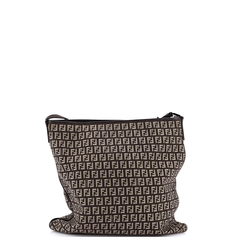 Pre-Owned Fendi Medium Vintage Zip Messenger Bag Zucchino Canvas