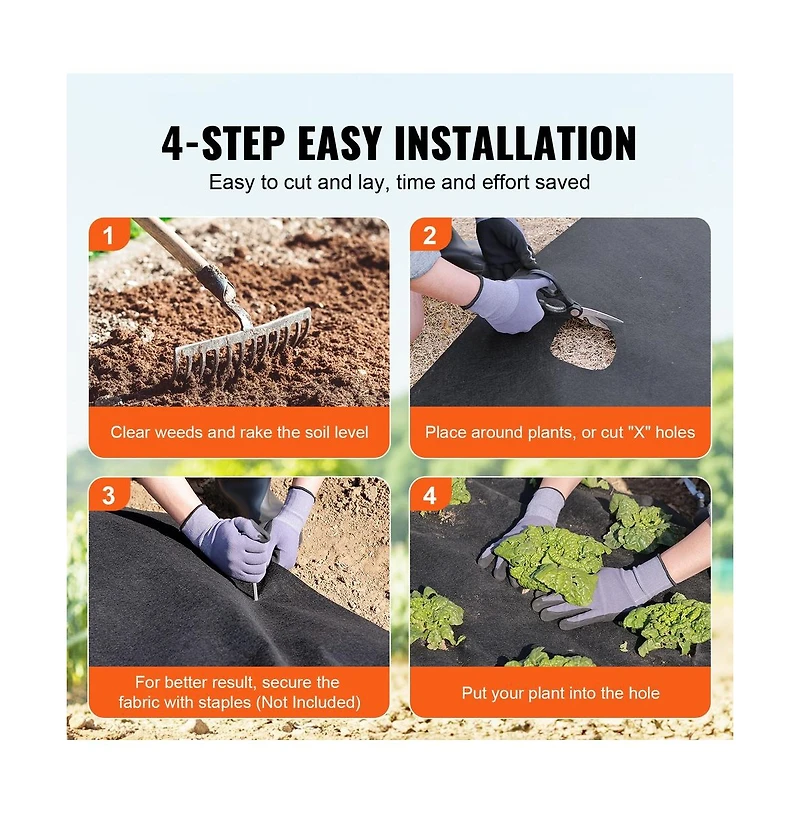 Sugift 4 x 100 ft Non Woven Geotextile Fabric Driveway Underlayment