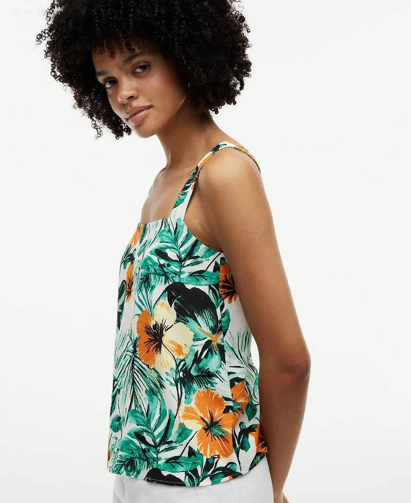 Tommy Hilfiger Women's Printed Sleeveless Square Neck Blouse