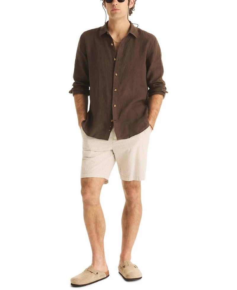 Nautica Men's Classic-Fit Long-Sleeve Button-Up Solid Linen Shirt