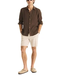 Nautica Men's Classic-Fit Long-Sleeve Button-Up Solid Linen Shirt