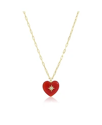 The Lovery Agate Starburst Heart Paperclip Necklace 14K Gold-Plated Sterling Silver