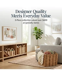 Best Choice Products 3PC Water Hyacinth Chunky Basket Set