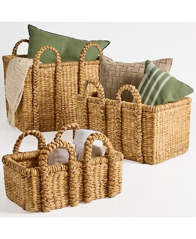 Best Choice Products 3PC Water Hyacinth Chunky Basket Set