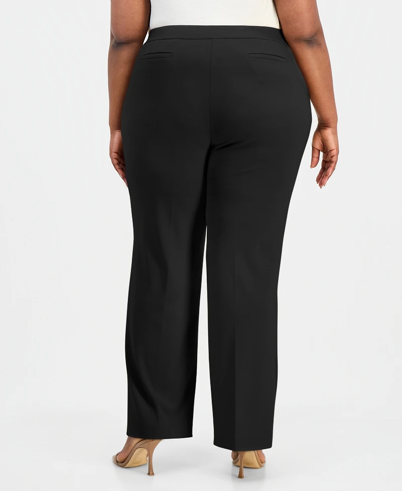 Anne Klein Essentials Plus Straight-Leg Pull-On Pants