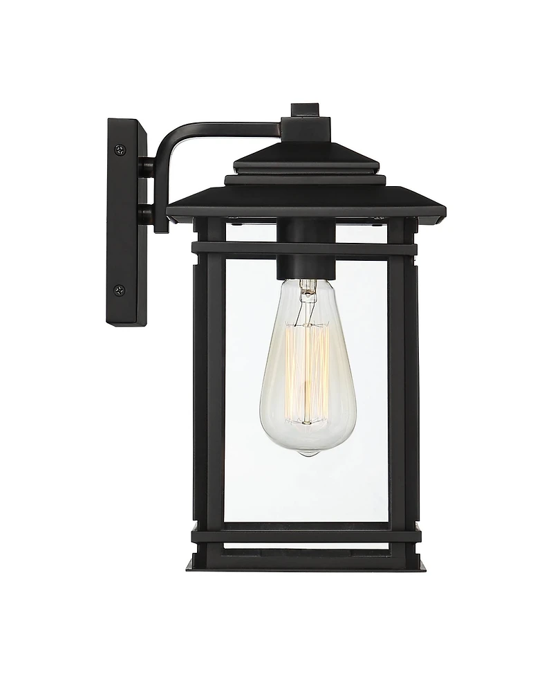 John Timberland North House Mission Outdoor Wall Light Fixture Metal Clear Glass Panels for Post Exterior Barn Deck House Porch Yard