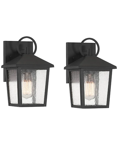 John Timberland Westmont High Modern Outdoor Wall Light Fixture Mount Porch House Set of 2 Sand Aluminum Glass Shade