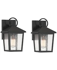 John Timberland Westmont High Modern Outdoor Wall Light Fixture Mount Porch House Set of 2 Sand Aluminum Glass Shade