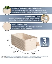 Gnuadz 3PC Cotton Rope Storage Baskets Shelves Organizer