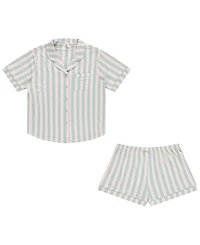 Flora by Nikrooz Women's Gabriella Notch Collar Shirt and Pajama Shorts, 2-Piece Set
