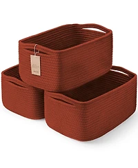 Gnuadz 3Piece Woven Rope Storage Baskets with Handles Gift Basket