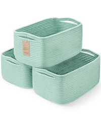 Gnuadz 3Piece Woven Rope Storage Baskets with Handles Gift Basket