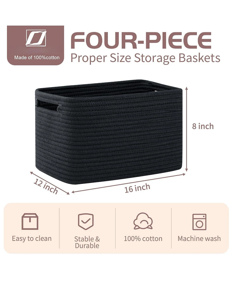 Gnuadz 4 Pack Woven Storage Baskets with Handles Gift Basket