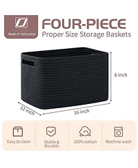 Gnuadz 4 Pack Woven Storage Baskets with Handles Gift Basket