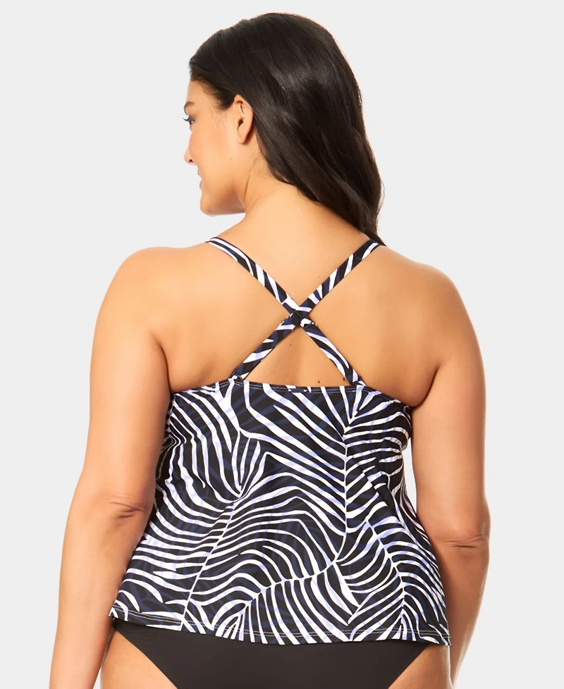 Anne Cole Plus Printed Easy Tri Tankini Top