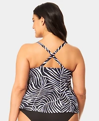 Anne Cole Plus Printed Easy Tri Tankini Top
