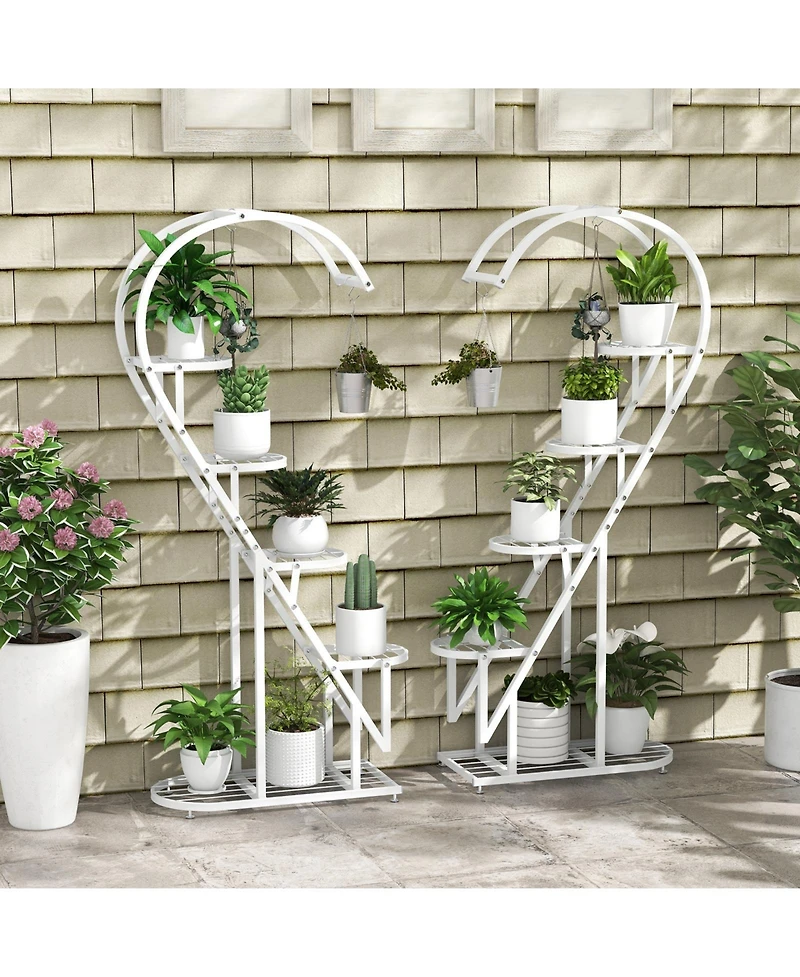 Gouun 58 inch 5-Tier Metal Plant Stand with Four Hanging Hooks