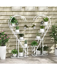 Gouun 58 inch 5-Tier Metal Plant Stand with Four Hanging Hooks