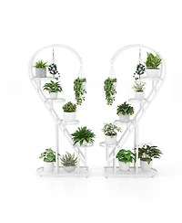 Gouun 58 inch 5-Tier Metal Plant Stand with Four Hanging Hooks