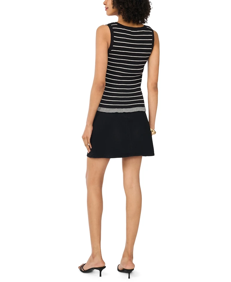Vince Camuto Women's Cotton Ribbed Striped Tank Top