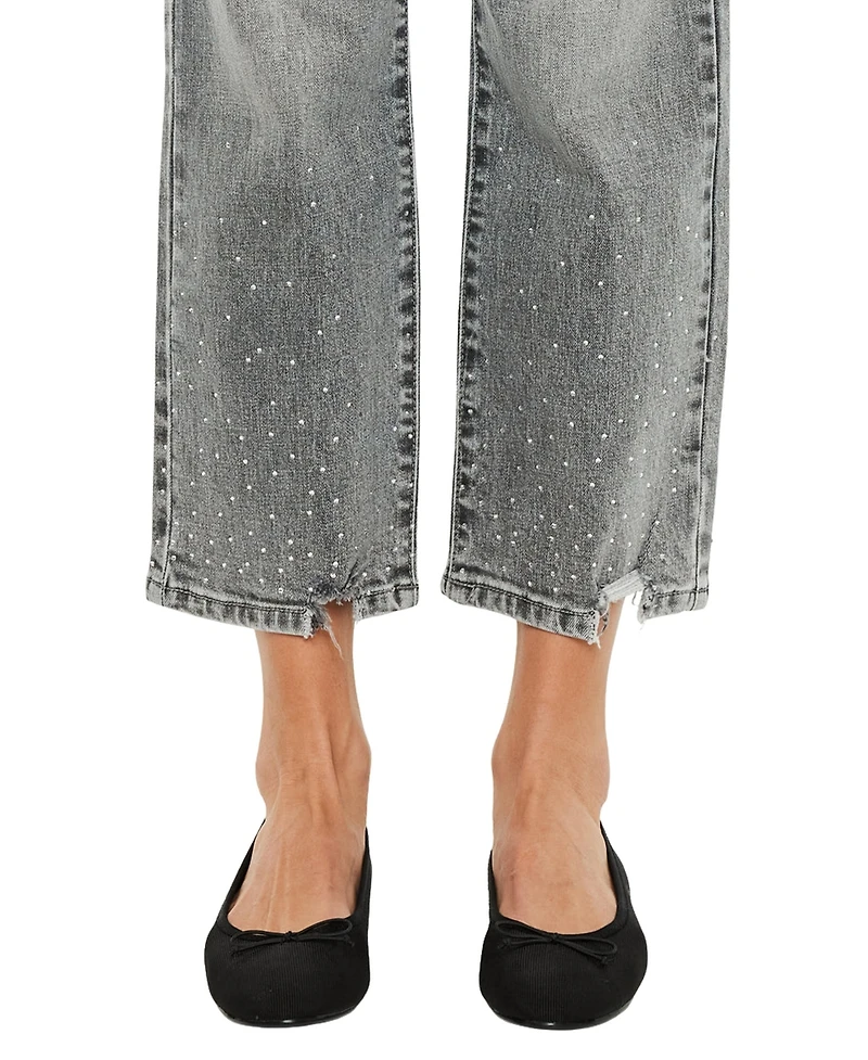 KanCan Women's Chai Mid-Rise Cropped Straight Jeans