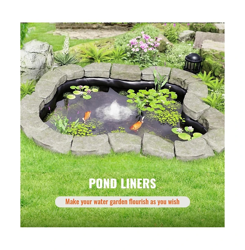 Sugift 10 x 13 feet Lldpe Pond Liner 20 Mil Thick Flexible Fish Pond Liner