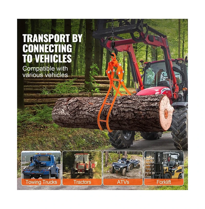 Sugift 36 in Timber Claw Hook 4 Claw Log Grapple for Logging and Skidding