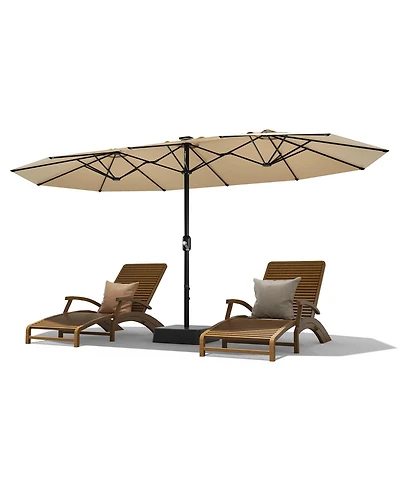 Homfan 15FT Extra Large Double-Sided Patio Umbrella with Base, Waterproof Uv Protection, Easy Crank for Pool, Garden, Backyard, Multiple Colors