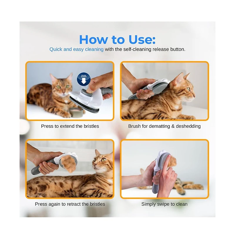 SereneLife Self-Cleaning Slicker Brush - Skin-Friendly Grooming Brush with Massage Particles and Release Button