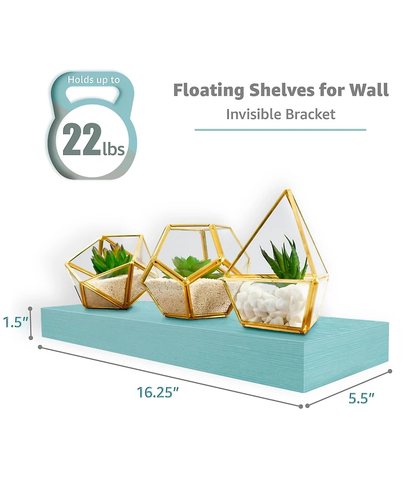 Sorbus 4 Pack Wall Mounted Floating Shelves - for Bathroom, Kitchen, Bedroom