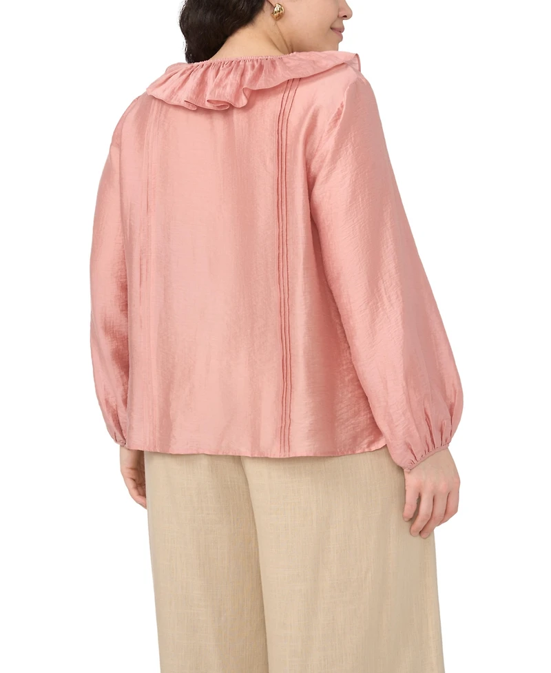 Vince Camuto Plus Ruffle V-Neck Top