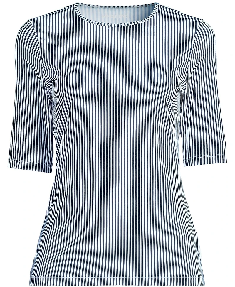 Lands' End Women's Tall Elbow Sleeve Crewneck Garden Tee