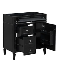 Sillysis Bathroom Vanity Cabinet, Modern Solid Wood Mdf Storage, Soft Close Drawers and Adjustable Shelf, Minimalist for Small Spaces