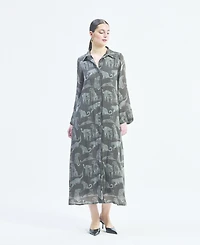 Reistor Women's Relaxed-fit Shirt Dress Animal Print