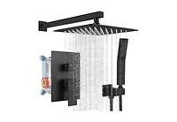 Midola 10 Inch Rainfall Shower System Wall Mounted Rain Shower Head Handle Set Pressure Balancing Valve Solid Brass Complete Combo