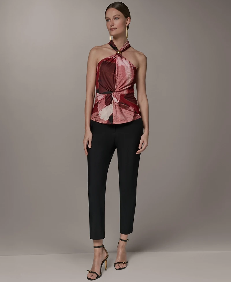 Donna Karan New York Women's Geometric Printed Halter Neck Top