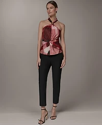 Donna Karan New York Women's Geometric Printed Halter Neck Top