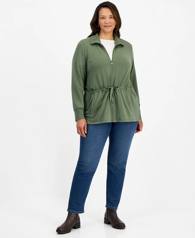 Style & Co Plus LuxLounge French Terry Zip-Up Jacket, Macy's Exclusive